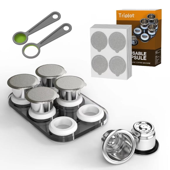 Reusable Capsules for Nespresso OriginalLine - 6pcs Refillable Coffee Pods,Stainless Steel Cups Compatible for Nespresso OriginalLine Machine (6Pods+