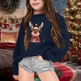 thumbnail image 2 of DGHM Chandails pour Tout-Petits Chandail en Molleton Couverture Enfants Mignon Tween Automne et Hiver Manches Longues Imprimé de Noël Col Rond Chandail à Capuchon pour Garçons et Filles Plus Chaud Chandail à Capuchon Manteau Marine, 2 of 4