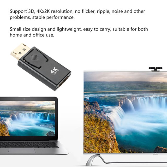 Adaptador Negro A, Convertidor Portátil Compacto, Soporte 3D/ 4KX2K para el Proyector de monitor HDTV para PC Portátil para Computadora