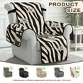 thumbnail image 4 of TSOVTHRID Beige Zebra Stripe Print Recliner Cover with Pocket Single Reclining Slipcover Non-Slip Lazy Boy Recliner Armchair Cover with Elastic Strap Furniture Protector for Pet, 4 of 7