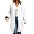 thumbnail image 2 of WIZUTIZ Women's Solid Color Button Front Jacket Mid-Length Long Sleeve Pockets Loose Fit Casual Winter Warm Coat Outerwear, 2 of 7