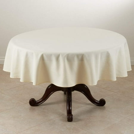 

Fennco Styles Classic Everyday Design Solid Color Tablecloth 90 Round - Ivory Table Cover for Home Décor Baquets Family Gathering and Special Occasion