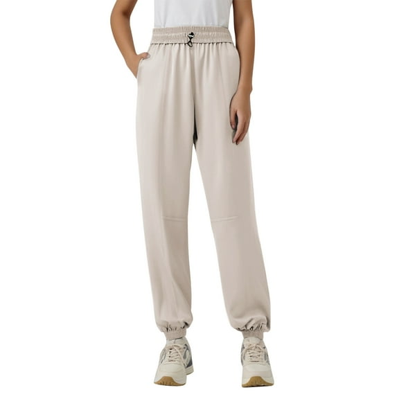 EHRWE Pants For Women 2025 New Summer Drawstring Sweatpants Female High Waist Corset Light Sun Pants Gym Pants Loose Running Pants Comfy Trousers