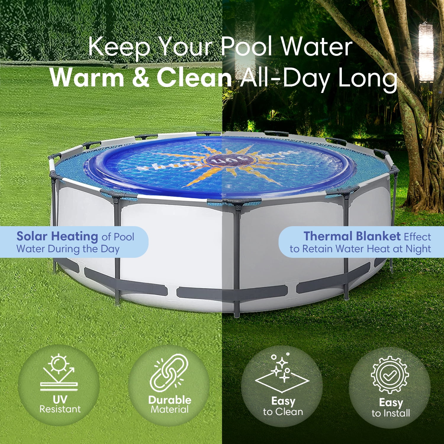 solar floats to warm pool