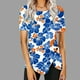 thumbnail image 2 of Blusas de Manga Corta para las Mujeres Botón Impreso Cuello Redondo Top Casual, Blusas para las Mujeres Casual, 2 of 5