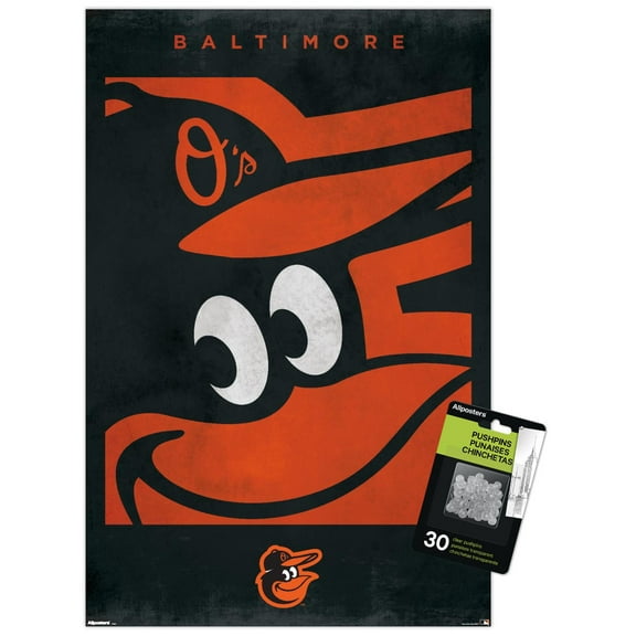 MLB Baltimore Orioles - Logo 25 Wall Poster with Push Pins, 14.725" x 22.375"