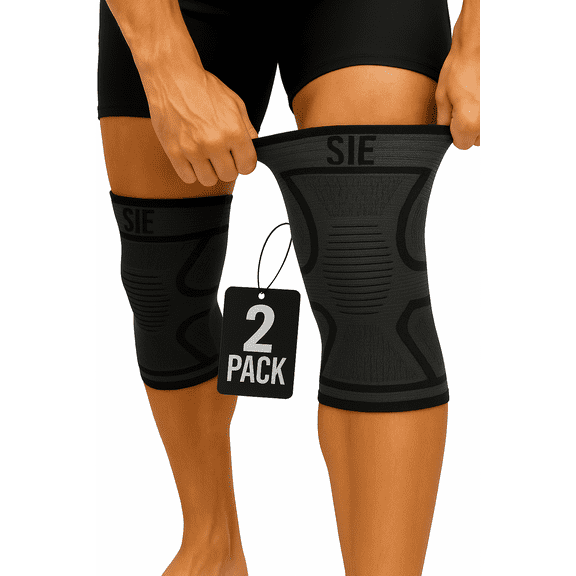 Special Essentials 2 Pack Knee Braces for Men and Women - Compression Sleeves for Pain Relief, Support for Meniscus Tears, ACL, and Arthritis - Effective for Gym and Weightlifting