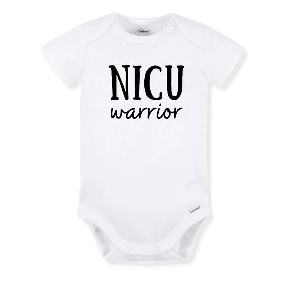 NICU Warrior Baby Bodysuit, Newborn Outfit, Baby Clothes, Gift for Children 3-6m White