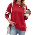 thumbnail image 3 of MOSHU Crewneck Sweatshirts for Women Striped Long Sleeve Shirts Fashion Fall Womens Sweatshirts Casual Fall Pullover Tops, 3 of 10