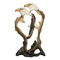American Bald Eagle Flying Wildlife Forest Scene Faux Wood Cutout Figurine