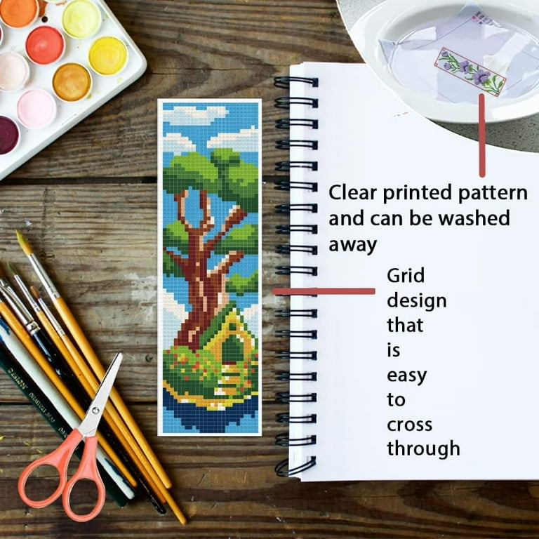 6 Pcs Cross Stitch Bookmark Kit For Beginner Adults Vivid Moths Stamped Embroidery Instruction Starters Printed Diy Kits Book Lovers