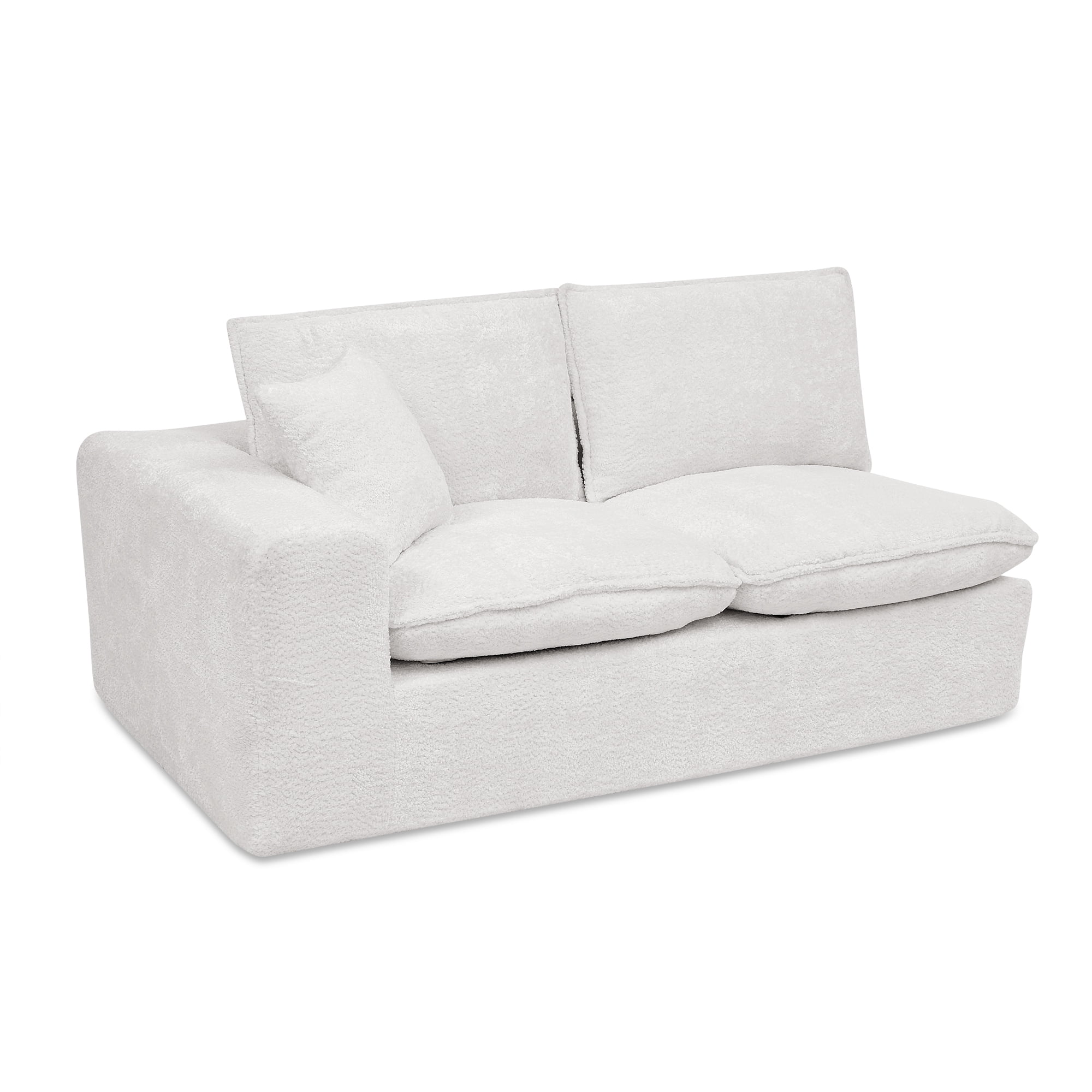 107" Boucle Sectional Sofa L Shaped Couch with Ottoman Cloud Couch 4 Seat Modular Sofa Deep Seat Living Room Furniture, Beige