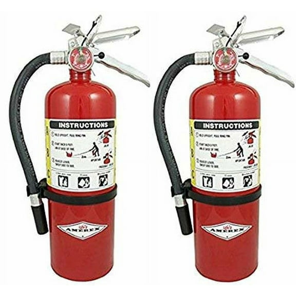 Amerex B500 5lb ABC Dry Chemical Fire Extinguisher, 2 Pack, Anodized Aluminum, Wall Mount