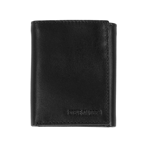 Cartera triple Steve Madden RFID de piel negra para hombre