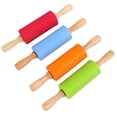 thumbnail image 5 of Ludlz 2 Pcs Small Rolling Pins Children DIY Baking Tool Food Grade Silicone Non-sticky Wooden Handle Smooth Edge Dumpling Dough Kis Rolling Pins Toy, 5 of 8
