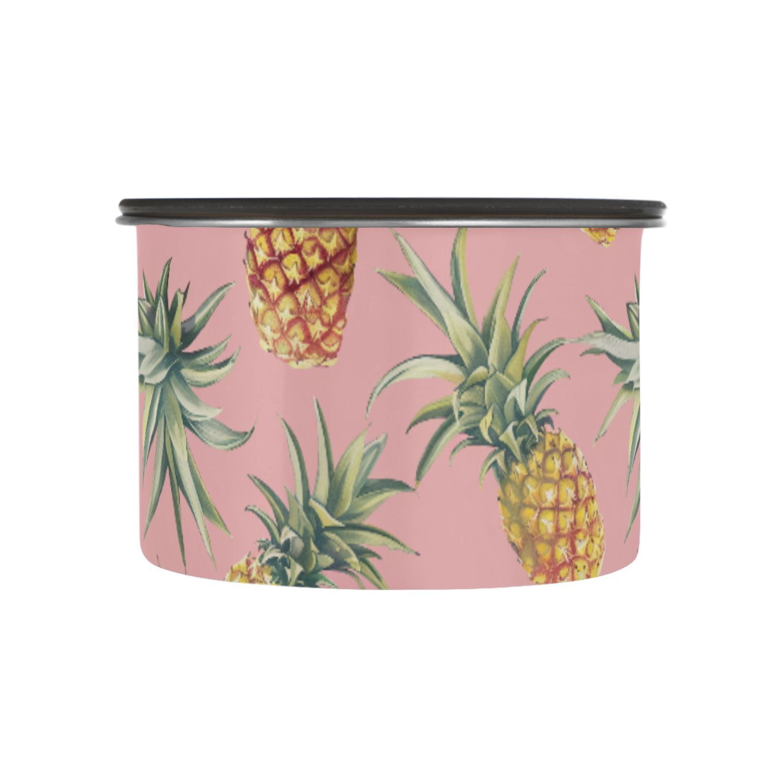 Pineapple Pink Airtight Coffee Bean Canister 30oz Food Storage Containers with Lids For Gournd, Tea, Sugar, Flour, Rice, Cereal, Candy Cookie Jar