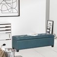 thumbnail image 4 of Homebeez Rectangle Faux Leather Storage Ottoman Bench Footrest Stool, Blue, 4 of 6