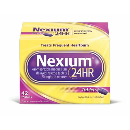Nexium 24HR (20mg, 42 Ct) Delayed Release Heartburn Relief Tablets, Esomeprazole Magnesium Acid Reducer