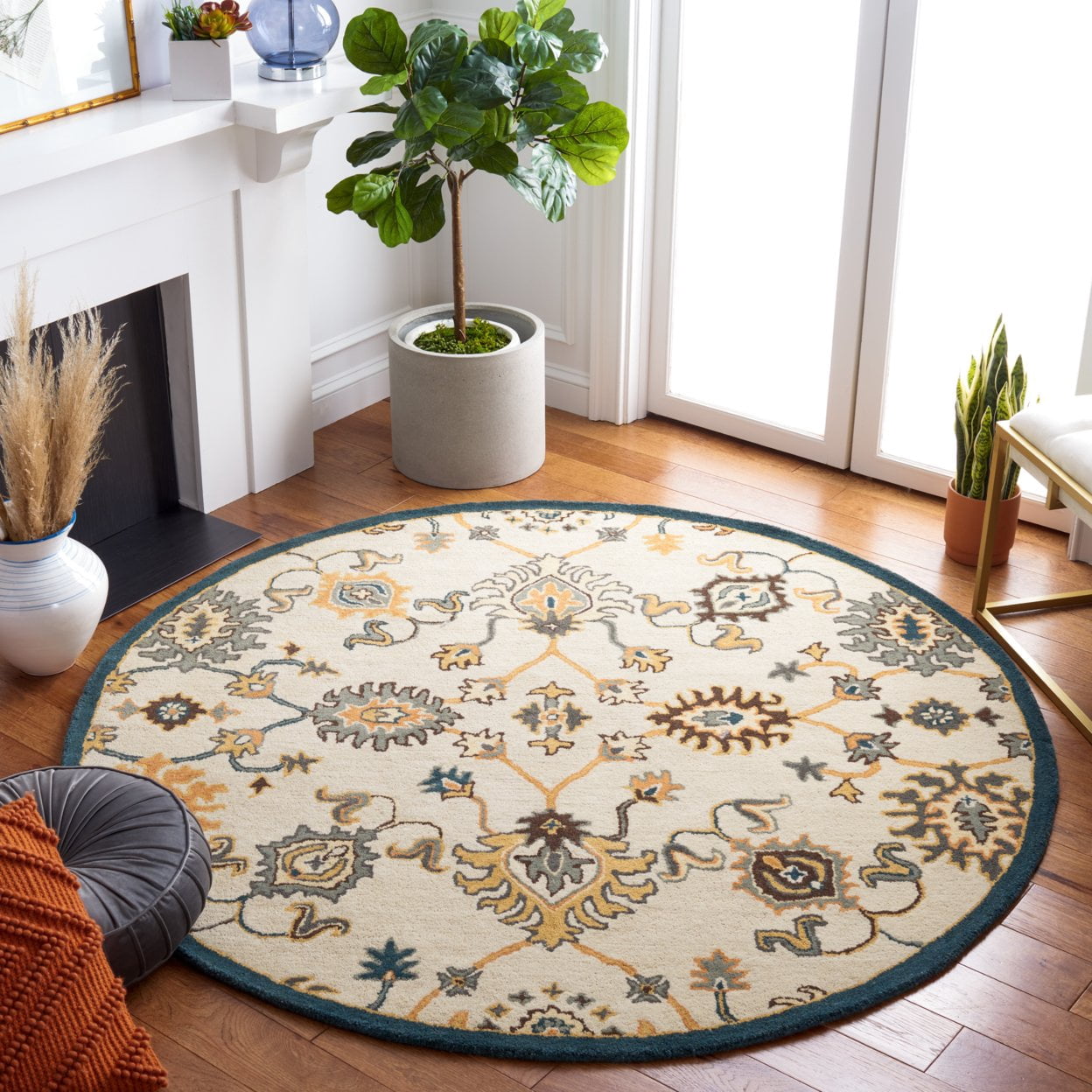SAFAVIEH Heritage Neofit Floral Area Rug, Beige/Ivory, 6' x 6' Round