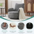 thumbnail image 3 of Villeston 360° Fabric Striped Swivel Accent Chair with Sand-Rimmed Fabric and Metal Bracket, Suitable for Living Room, Balcony and Bedroom，Gray, 3 of 8