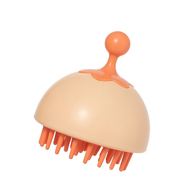 Bewildely Cepillo de masaje de champú para el cuero cabelludo de silicona de mano, masajeador de pelo para ducha, cepillo de limpieza, cepillo Juegos de accesorios de baño Naranja