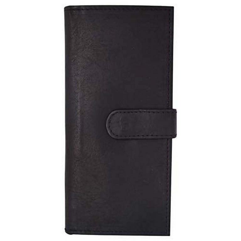 Genuine Leather Credit Card Holder Long Wallet with Snap Close