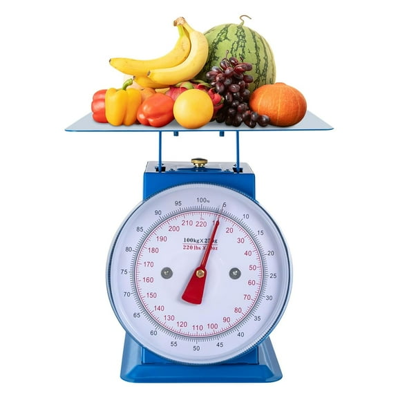 Mechanical Dial Scale,220-Lbs Heavy Duty Portion-Control Kitchen and Food Scale,Large Visible Beveled Dial/High Precision  -1.1 Lbs,for Supermarkets,Food Markets,Snack Shops.