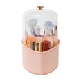 thumbnail image 2 of Caja de almacenamiento para brochas de maquillaje - Organizador de sobremesa de 8 compartimentos para bolígrafos, lápices y materiales de arte, soporte de plástico rosa giratorio de 360 grados, 2 of 8