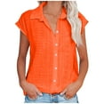 thumbnail image 1 of ameIAEA Women's Cap Sleeve Button Down Shirts Casual Summer Collared Blouses Solid Color Tops, 1 of 4
