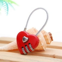 Yesbay Mini Heart Shape 3 Code Resettable Luggage Suitcase Bag Travel Lock Padlock,Combination Padlock-Red