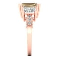 thumbnail image 3 of 4.27 ct Emerald Cut Yellow Moissanite 3 Stone 18K Rose Gold Womens Engagement Ring, 3 of 5