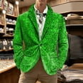 thumbnail image 2 of IWRICH Men's Mardi Gras Suit Jacket Printed Corduroy Lapel Button Blazers Jackets with Pockets for Formal Event 09-Green XL, 2 of 5