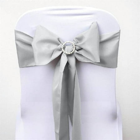 

Efavormart 25 Pack | Silver Polyester Chair Sashes | 6 X 108