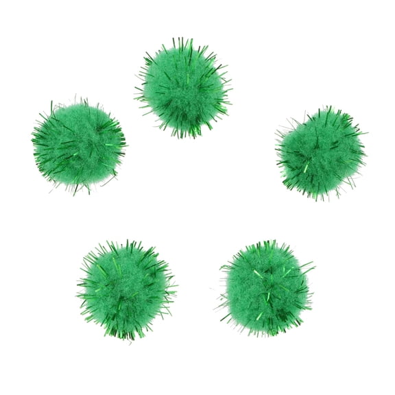 3/4" Green Sparkle Pom Poms by Creatology – Fluffy Glitter Craft Balls for Kids’ DIY Projects & Decorations - 24 Pack