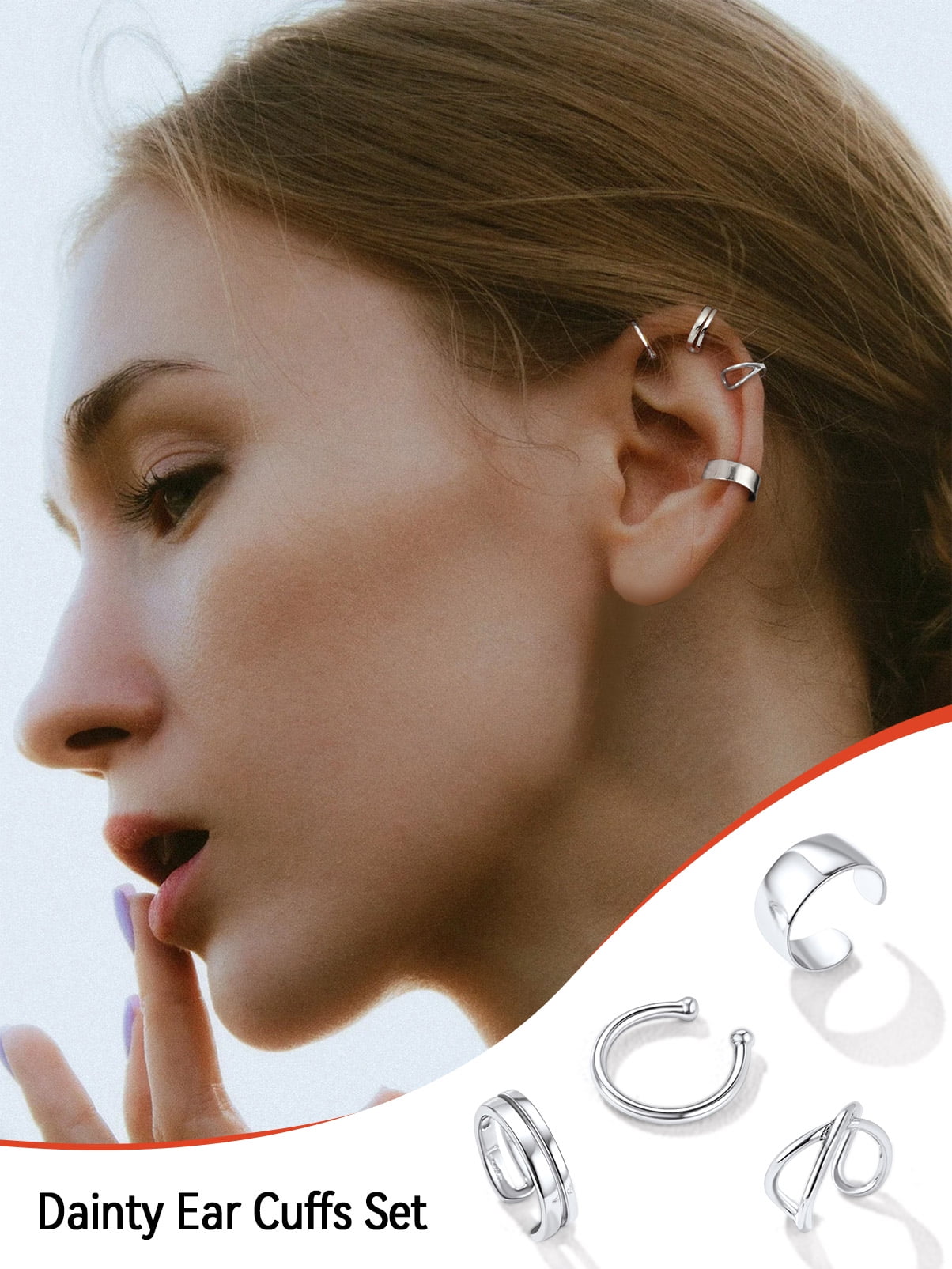 FaithHeart 4 Pcs Helix Ear Cuff Set for Women Non Pierced 925 Sterling Silver Earrings Dainty Criss Cross Double Lines Adjustable Minimalist Ear Clips Jewelry Gift for Mom Mothers Day