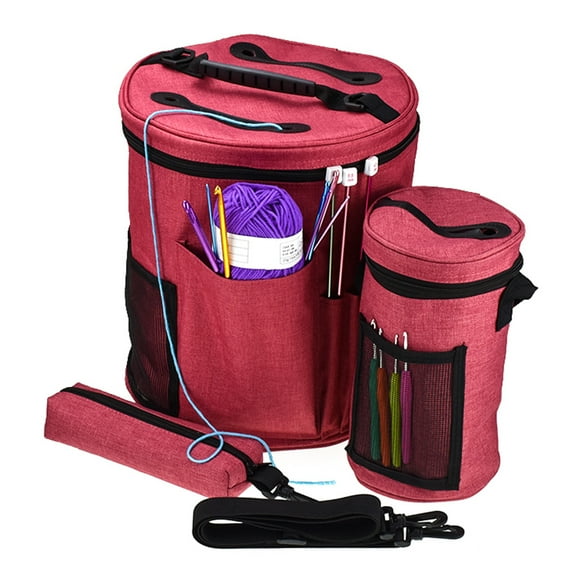 GOOHOCHY Crochet Carry Bag Pink 1Set 12.6x11x11In