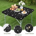 thumbnail image 4 of Black White Gothic Cat Skull Moon Pattern Square Fitted Tablecloth with Elastic Edge,Square Table Cover,Washable Elastic Table Cover for Home Kitchen Party Decor 34"x34", 4 of 6