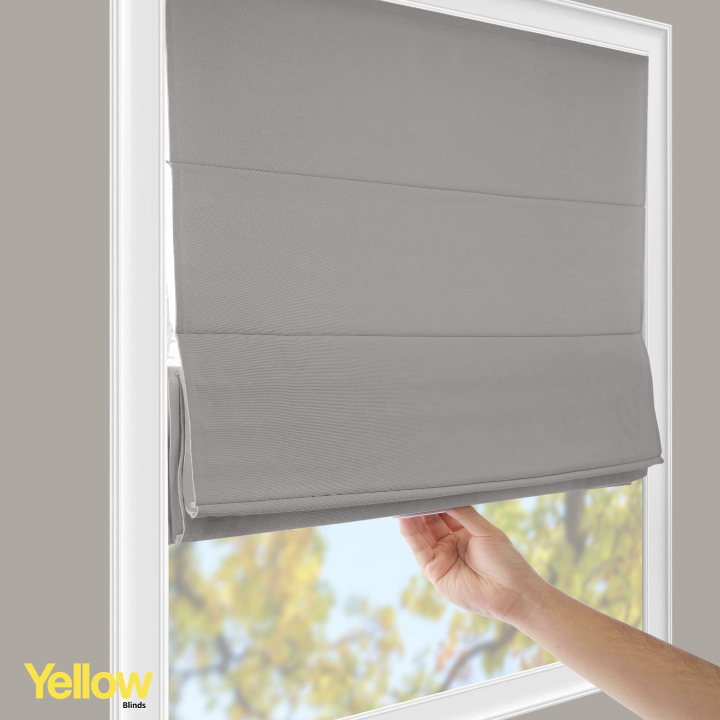 Yellow Blinds Cordless Blackout Roman Shade, Del Mar Pearl Grey - 35"W X 64"H