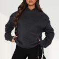 thumbnail image 3 of Sudadera Jersey básico informal con hombros caídos para mujer, jersey de talla grande, atuendo diario sencillo Ygjytge Gris oscuro T L para Mujer, 3 of 5