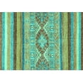 thumbnail image 1 of Ahgly Company Machine Washable Indoor Rectangle Abstract Turquoise Blue Modern Area Rugs, 7' x 10', 1 of 4