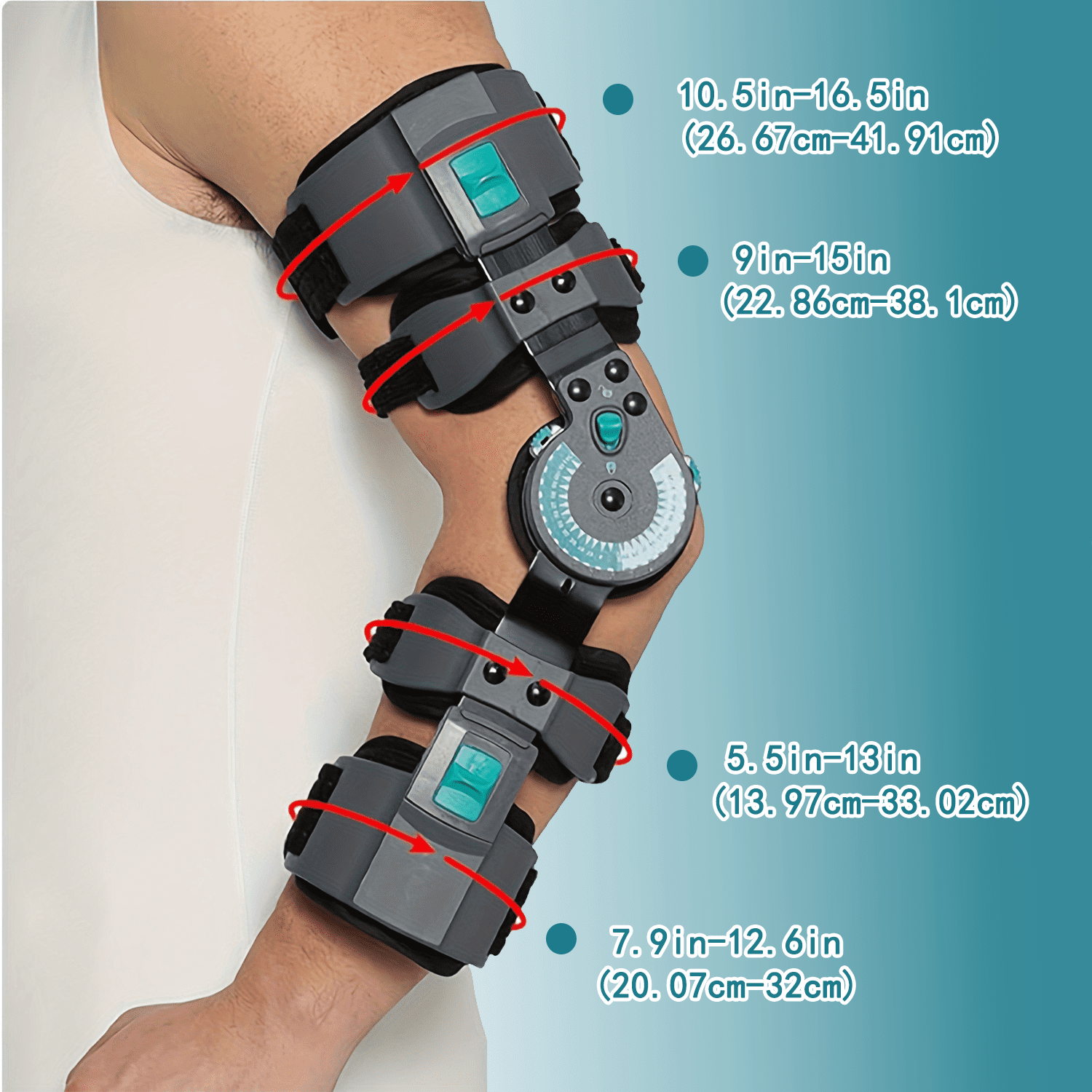 Komzer Hinged ROM Elbow Brace, Adjustable Post-Op Splint Stabilizer for Surgery Recovery, Ligament and Tendon Repairs and Dislocation (Right)