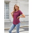 thumbnail image 4 of Womens Summer Spring Trendy Vacation Outfits Short Sleeve Business Tshirts Fashion Casual Blouses  Red XL, 4 of 8