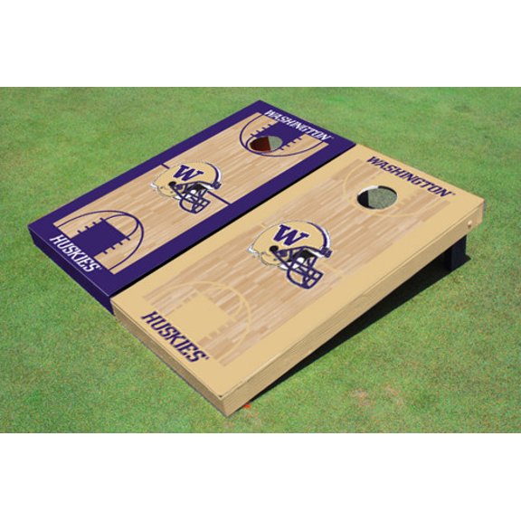 University Of Washington Helmet Alternating Basketball Court Custom Cornhole Board