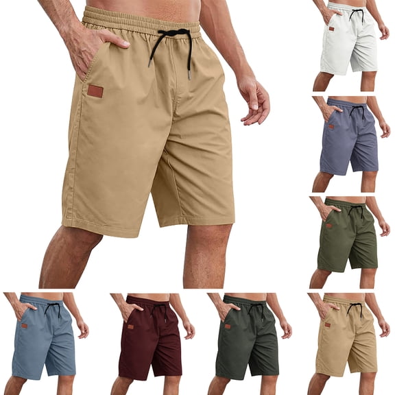 Eagokdc Mens Shorts Casual Elastic Waist Gym Big And Tall Comfy Black Athletic Short With Pocket Size M-4XL