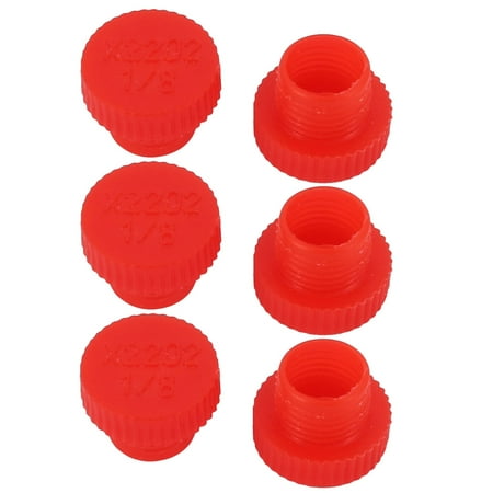 - 6Pcs G1/8 PE External Threaded Tube Insert Cap Screw-in Cover Red