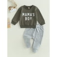 thumbnail image 2 of Honganda Toddler Boys 2Pcs Pants Sets Long Sleeve Letter Print Sweatshirt Tops and Drawstring Pants Sets, 2 of 9
