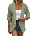 thumbnail image 1 of Duoif Cardigan Sweaters for Women Lightweight Spring Cardigan Mid Sleeve Coat Oversized Open Front Weave Cardigan Womens Sweaters Light Green M, 1 of 6