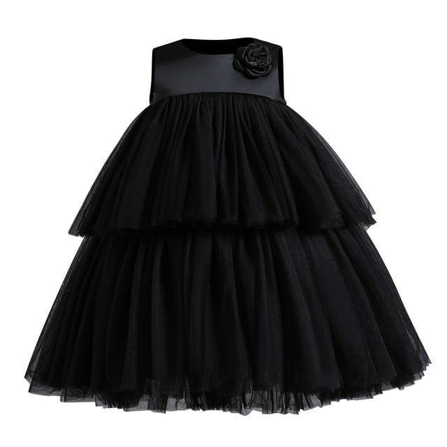Robe Sans Manches pour Tout-Petite Fille, Robe de Princesse à Fleurs pour Mariage, Robe en Tulle à Mailles, Robe d'Été à Étages, Robe Princesse « Cake »