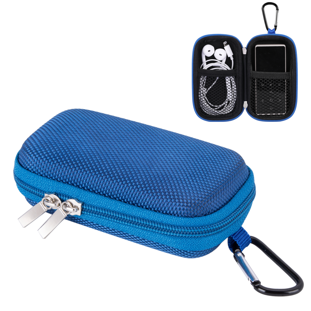 AGPTEK MP3 Player Case with Double Zipper Portable Metal Clip, Blue