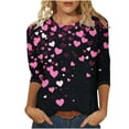 thumbnail image 1 of Staron Liquidation T-Shirt de la Saint-Valentin pour Femmes Col Rond Manches 3/4 Hauts Printemps Été T-Shirt Cœur d'Amour Cadeaux de la Saint-Valentin pour Elle Chemisiers, 1 of 5